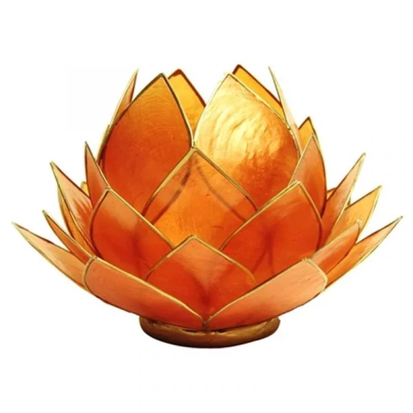 Lotus sfeerlicht oranje goudrand groot -- 15x15 cm