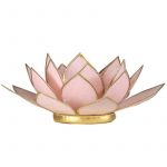 Lotus sfeerlicht pastel roze goudrand -- 13.5 cm