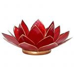 Lotus sfeerlicht rood 1e chakra goudrand -- 13.5 cm