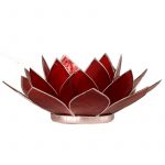 Lotus sfeerlicht rood 1e chakra zilverrand -- 13.5 cm
