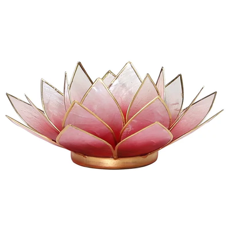 Lotus sfeerlicht rood/roze goudrand -- 13.5 cm