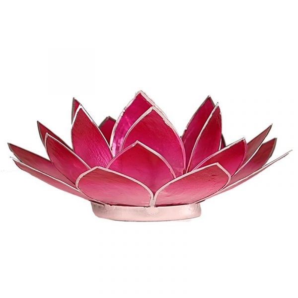 Lotus sfeerlicht roze zilverrand -- 13.5 cm