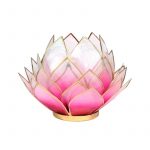 Lotus sfeerlicht roze/lichtroze goudrand groot -- 15x15 cm