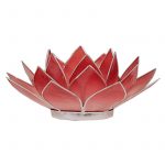 Lotus sfeerlicht roze/rood zilverrand -- 13.5 cm