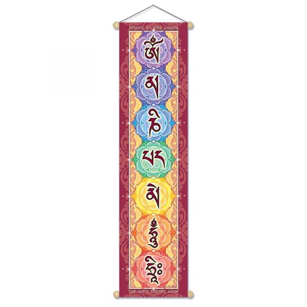 Mantra banner Om mani padme hum hri klein -- 15x60 cm