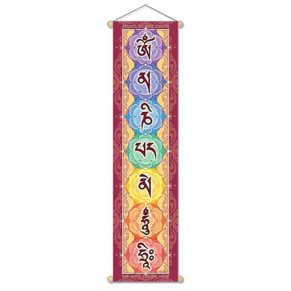 Mantra banner Om mani padme hum hri klein -- 15x60 cm