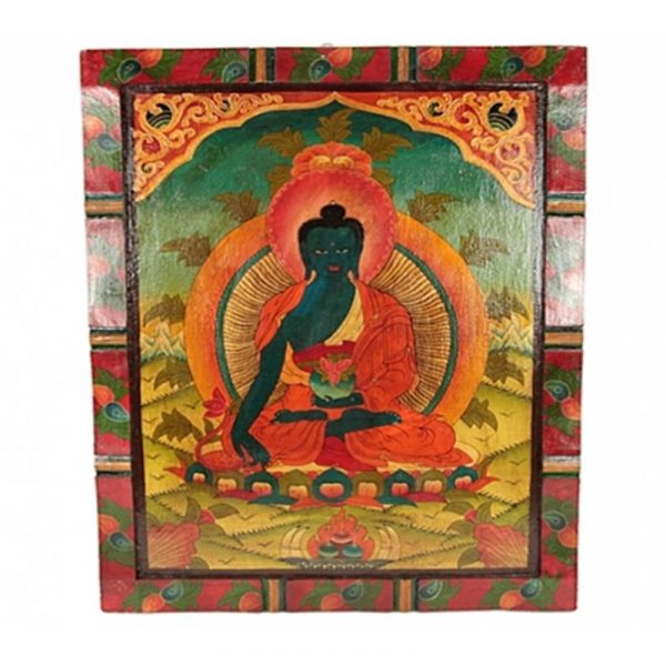 Medicijn Boeddha Nepal Beschilderd paneel hout -- 66x52 cm