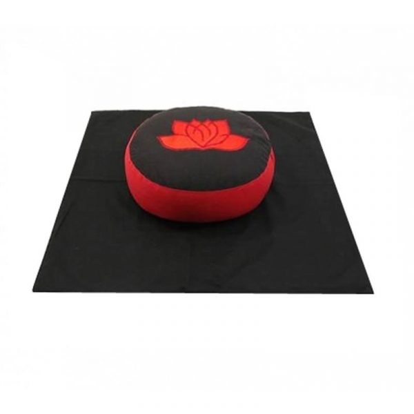 Meditatie SET Lotus zwart/rood -- 65x65x5 cm