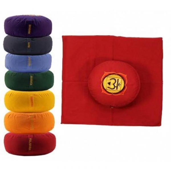 Meditatie SET rood 1e chakra -- 65x65x5 cm