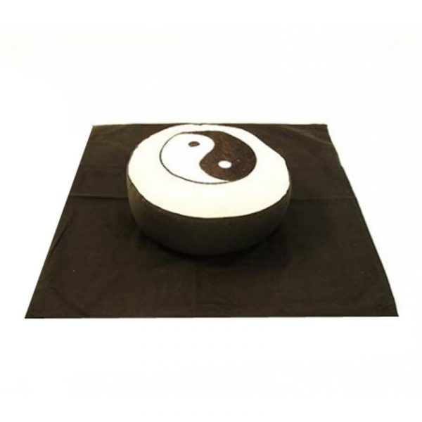 Meditatie SET yin yang symbool zwart/crème -- 65x65x5 cm