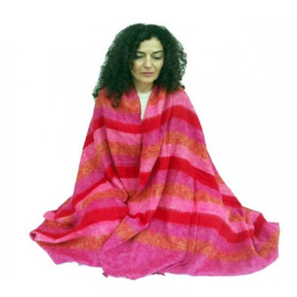 Meditatie omslagdoek XL rood/roze/oranje -- 115x245 cm