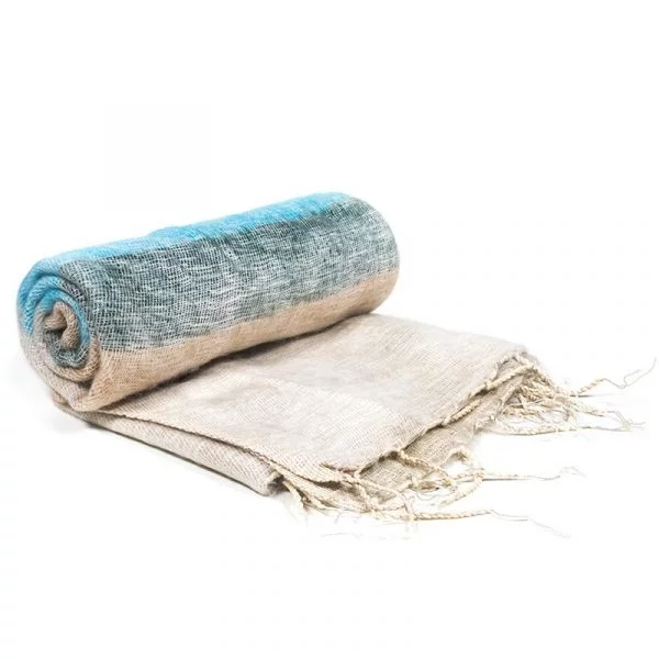 Meditatie omslagdoek crème met strepen -- 200x80 cm