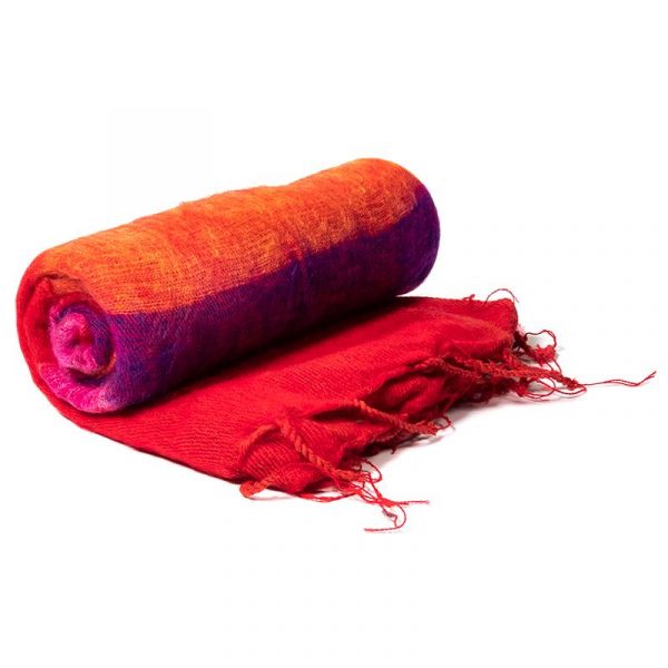 Meditatie omslagdoek rood met strepen -- 200x80 cm