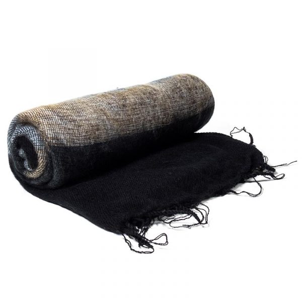 Meditatie omslagdoek zwart met strepen -- 200x80 cm
