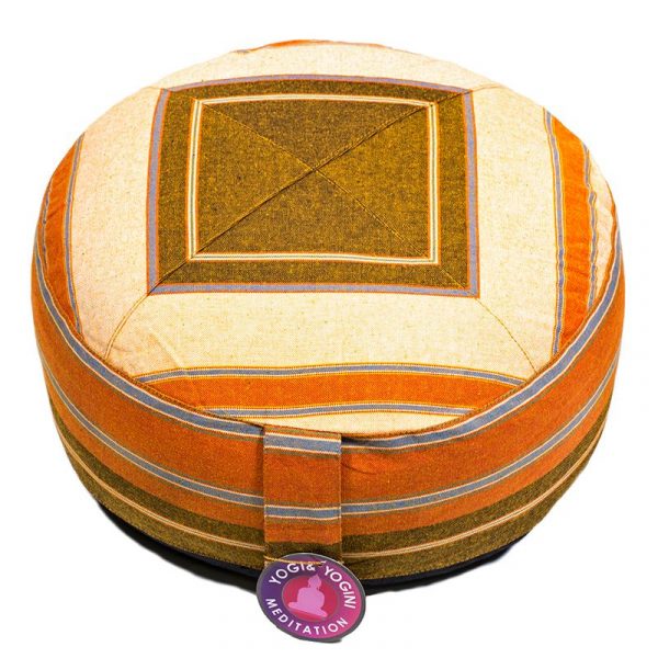 Meditatiekussen crème/oranje patroon multi -- 33x17 cm