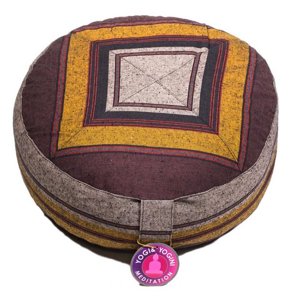 Meditatiekussen grijs/geel/rood patroon multi -- 33x17 cm