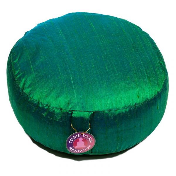 Meditatiekussen groen ruwe zijde -- 33x17 cm