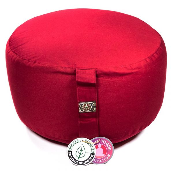 Meditatiekussen rood extra hoog BIO -- 3200 g; 36x22 cm
