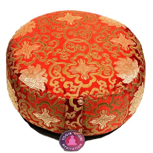Meditatiekussen rood lotus patroon -- 33x17 cm