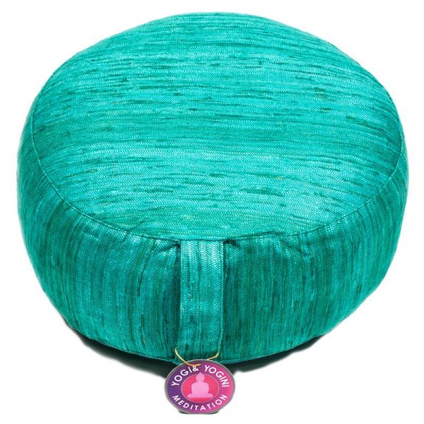 Meditatiekussen ruwe zijde smaragd groen grof -- 33x17 cm