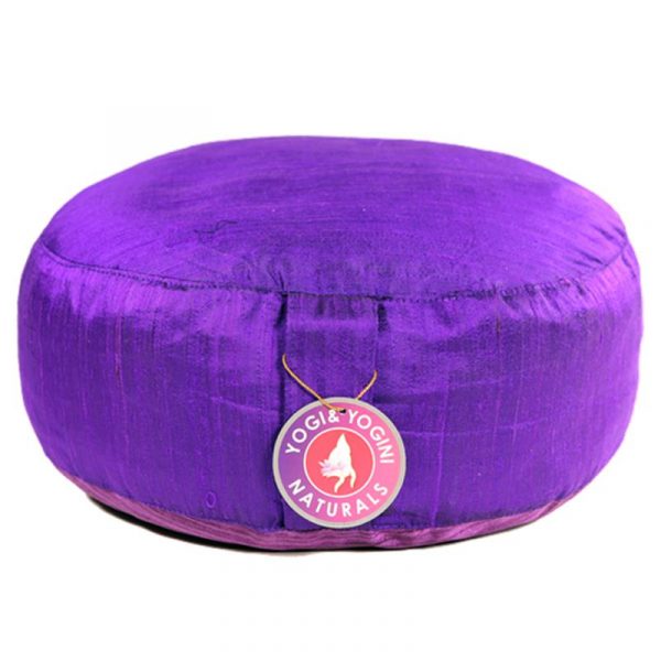 Meditatiekussen violet ruwe zijde -- 33x17 cm