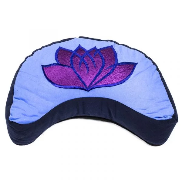 Meditatiekussen violet/blauw lotus halve maan -- 33x13 cm