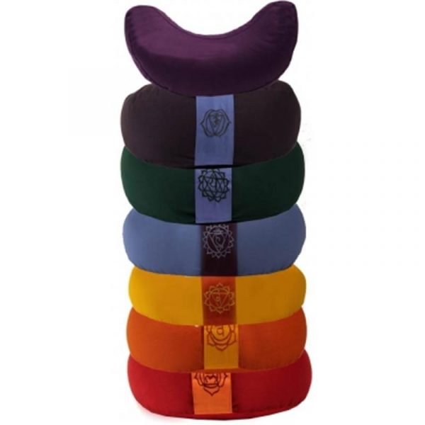 Meditatiekussens SET 7 chakra's halve maan -- 33x13 cm