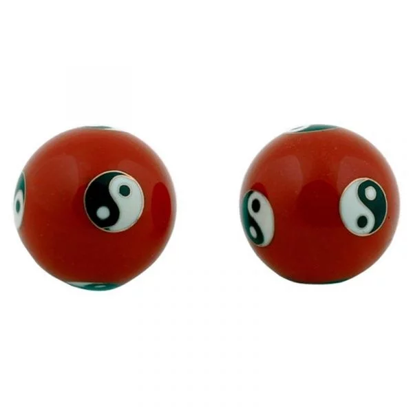 Meridiaankogels Yin Yang rood -- 4 cm