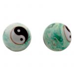 Meridiaankogels Yin Yang wit/groen gemarmerd -- 4 cm