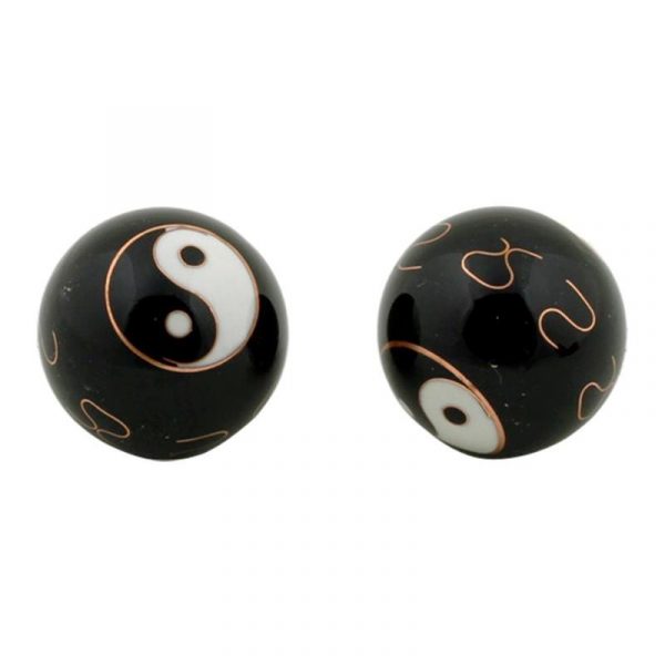 Meridiaankogels Yin Yang zwart -- 4 cm
