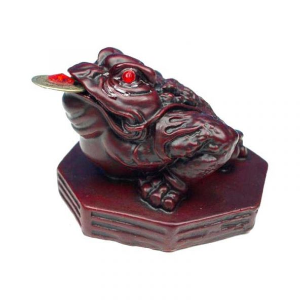 Minibeeldje Feng Shui kikker rood -- 200 g; 8 cm