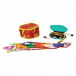 Mystieke rituele drum (Damaru) + rode tas -- 12.5 cm