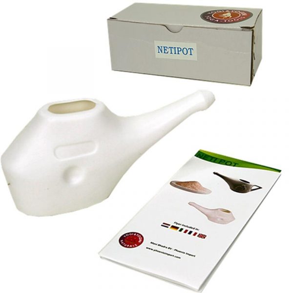 Neti Pot plastic + 25 gram zout -- 17.5x7 cm; 150 ml