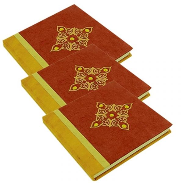 Notitieboek rood met steentjes L -- 15x15 cm