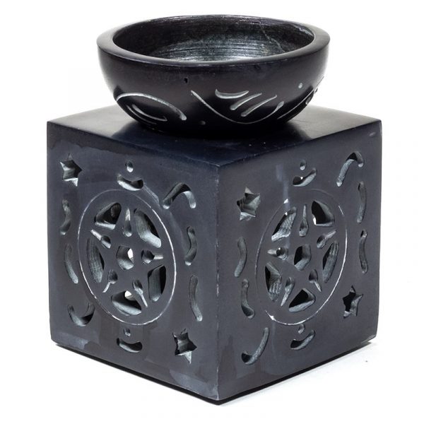 Olieverdamper Pentagram zwart zeepsteen -- 11x8 cm