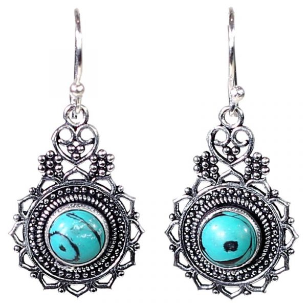 Oorbellen bohemian messing zilverkleurig -- 3 cm