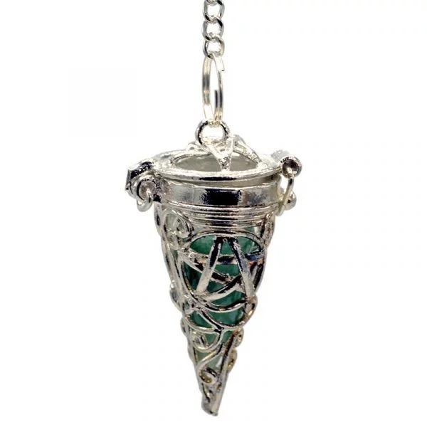 Pendel Pentagram met 7 chakra halfedelstenen -- 3.5x1.7 cm