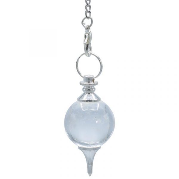 Pendel bergkristal bolvorm & metaal -- 19 g; 4x2 cm