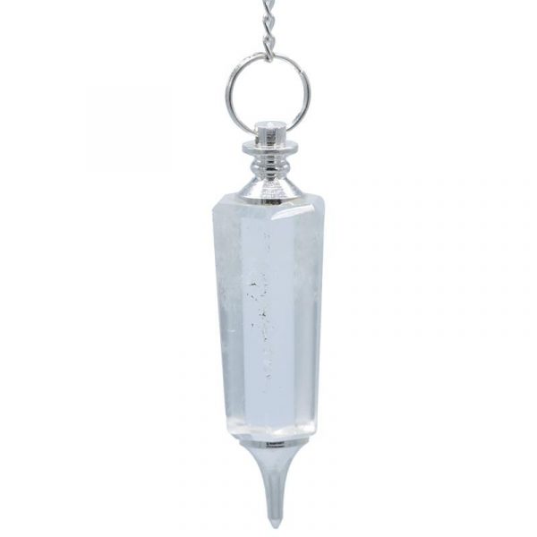 Pendel bergkristal facetgeslepen in metaal -- 20 g; 6 cm