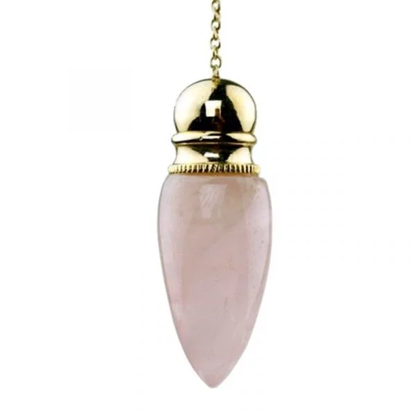 Pendel messing verguld - met rozenkwarts kamer -- 20 g; 5.3