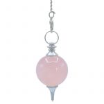 Pendel rozenkwarts bol & chakraketting -- 24 g; 4.5 cm