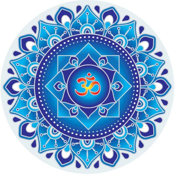 Raamsticker Blauwe Om Mandala -- 14 cm