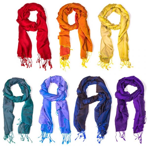 SET van 7 chakra sjaals -- 70x200 cm