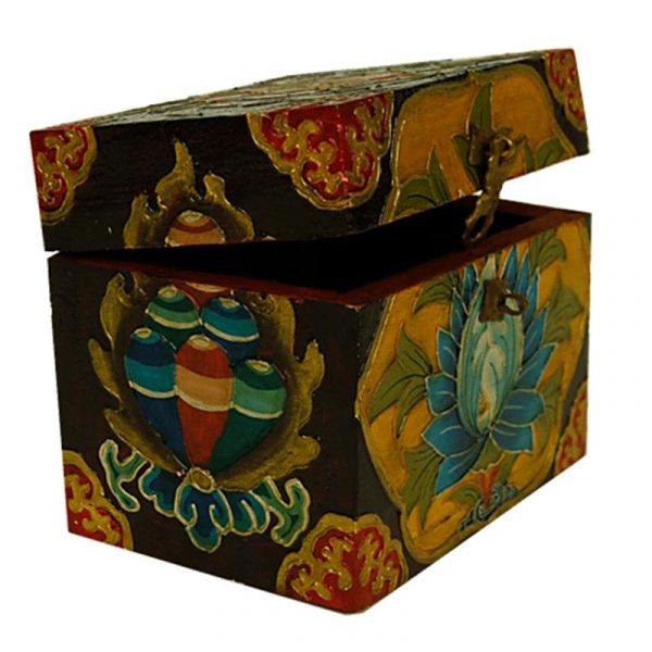 Schatkist Tibetaans bloemmotieven -- 12.7x9.3x11 cm