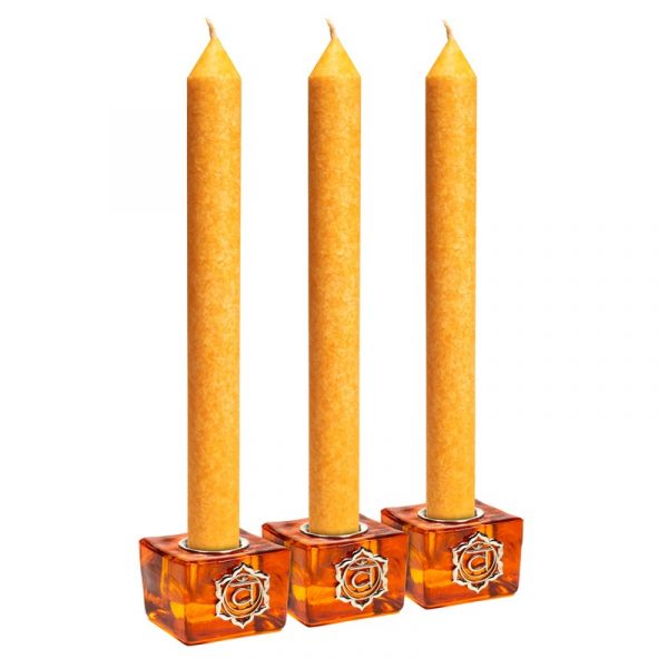 Set: Sacraalchakra kubus kaarshouders + kaarsen