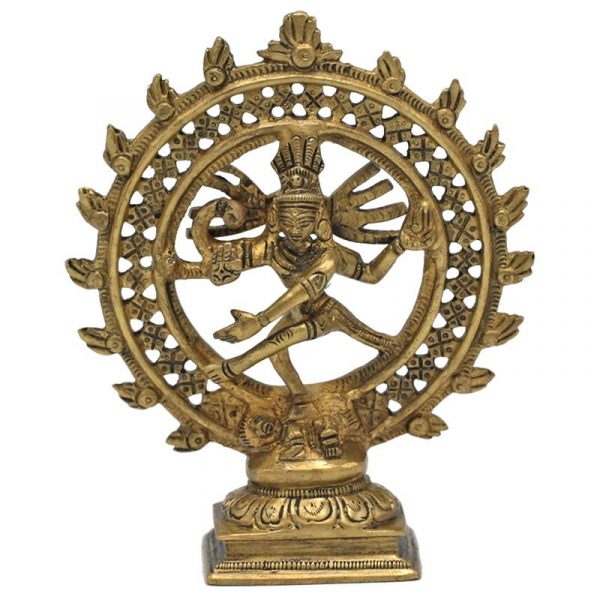 Shiva Nataraja messing dubbele ring goudkleurig -- 420 g; 15