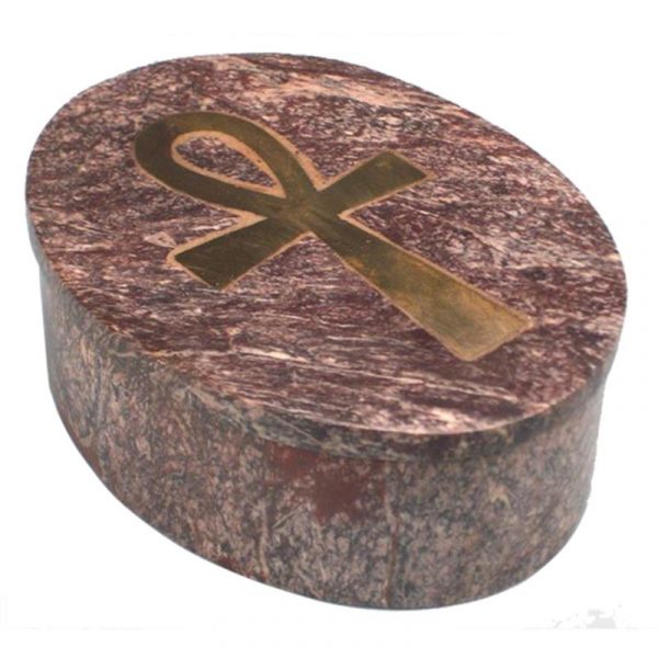 Sierdoosje Ankh zeepsteen ovaal -- 10.5x8x3.3 cm