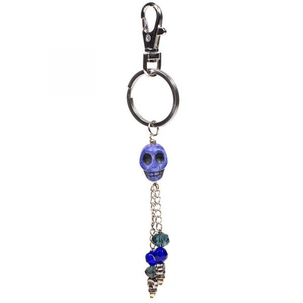 Sleutelhanger schedel blauw -- 14 cm