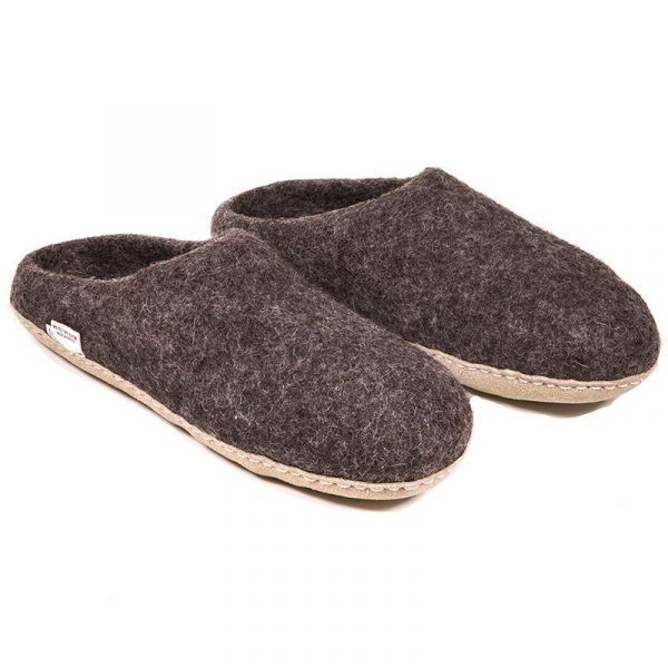 Sloffen wol schoenmaat 42/43 bruin gemêleerd