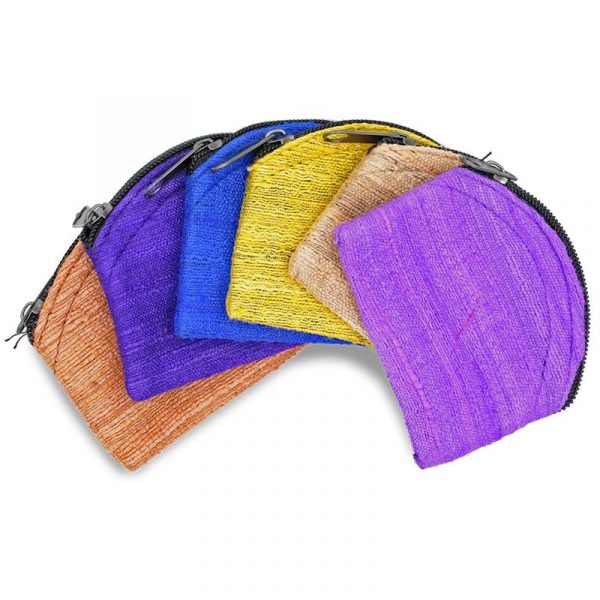 Tasjes ruwe zijde assorti kleuren met rits -- 7x5 cm